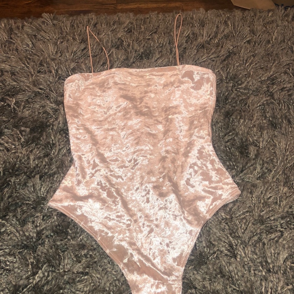 light pink velvet bodysuit